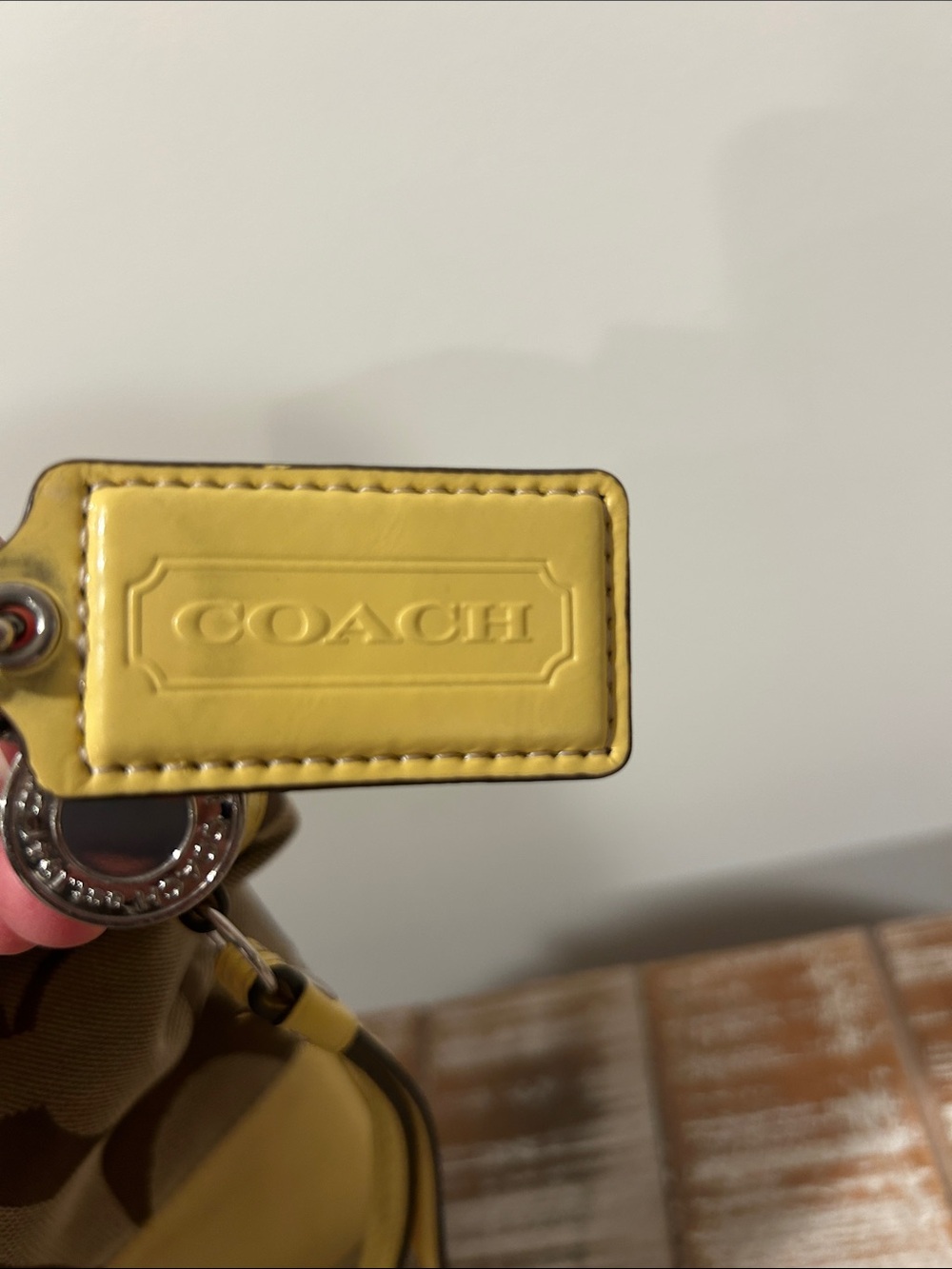 Coach Brown Signature Canvas Tote with Yellow Trim - Picture 2 of 4